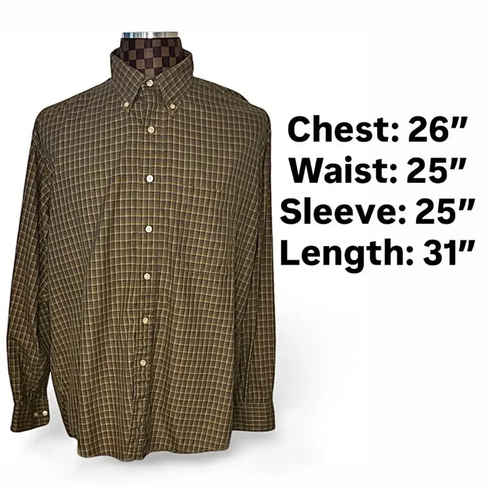 Burberry Mens Plaid Dress Shirt XL Preppy Brown Green Blue Yellow Button Up - Picture 9 of 10